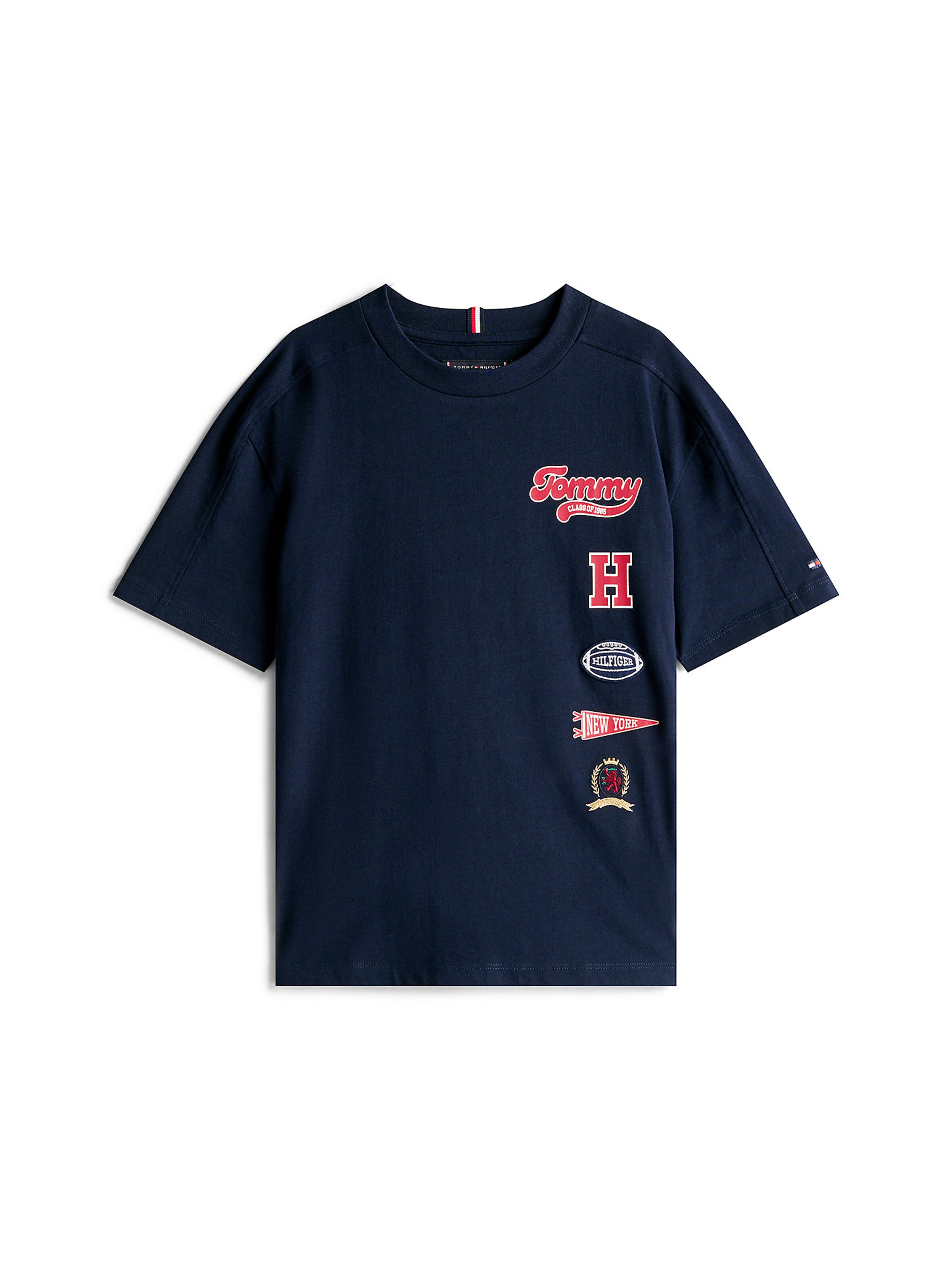 TOMMY HILFIGER T-Shirt 'Varsity Multi-Badge' in Blau: Vorderseite