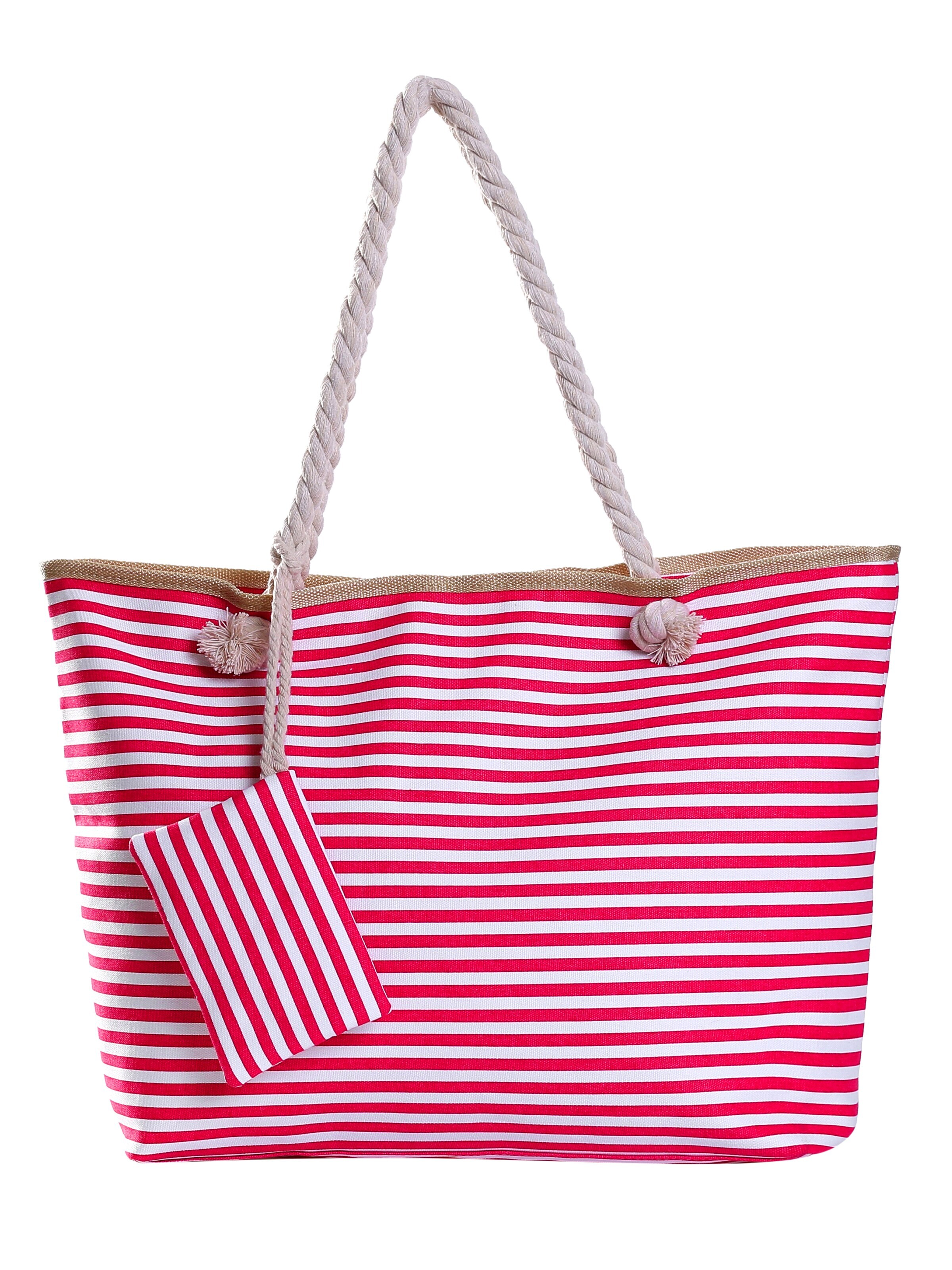 DonDon Beach Bag 'DonDon Strandtasche mit Reißverschluss Shopper Beach bag Badetasche Bunte Welt' in Red: front