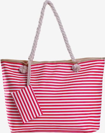 DonDon Beach Bag 'DonDon Strandtasche mit Reißverschluss Shopper Beach bag Badetasche Bunte Welt' in Red: front