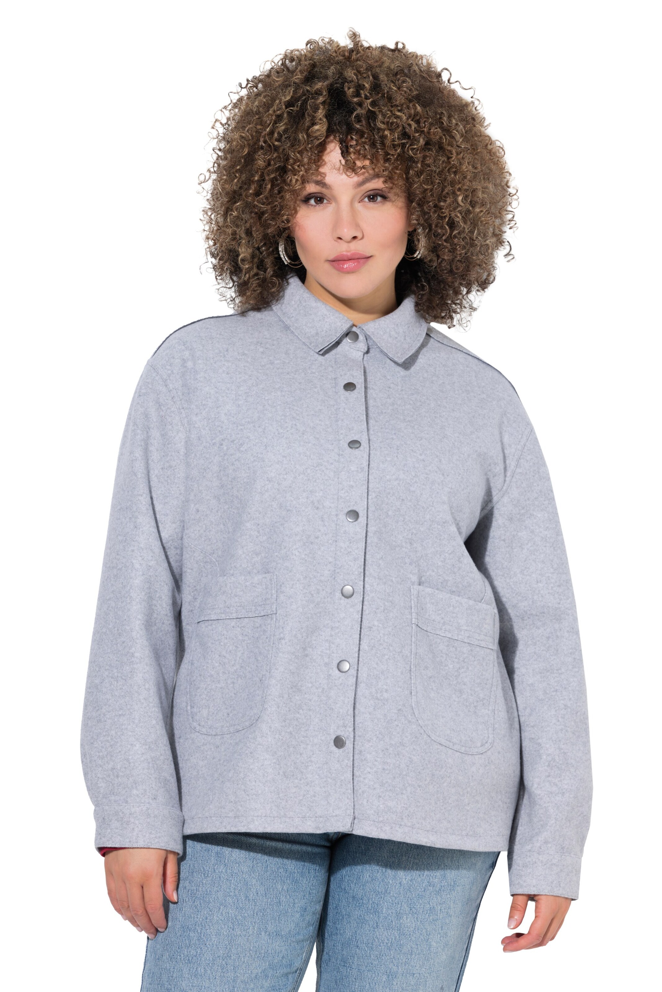 Ulla Popken Between-Season Jacket in Grey: front