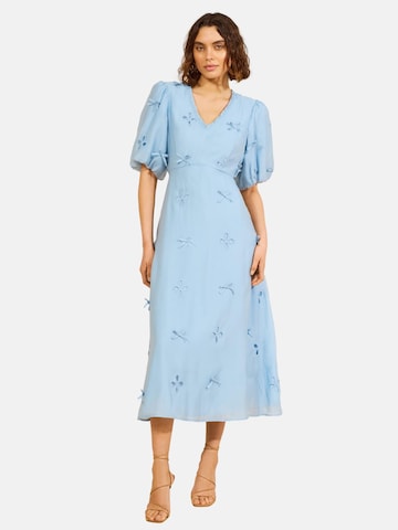 love & roses - Vestido em azul: frente