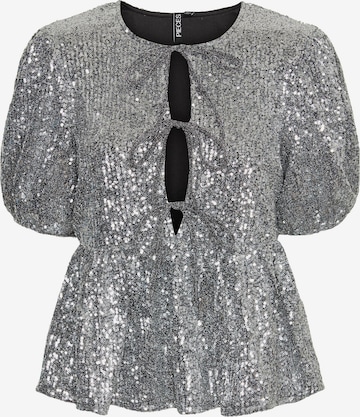 Camicia da donna 'NIRI' di PIECES in argento: frontale