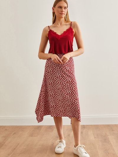 olalook Jupe en jaune / rouge / blanc, Vue avec produit