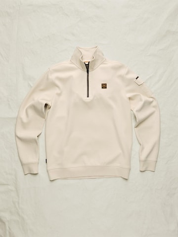 Sweat-shirt 'Sweatshirt with half-zip and badge' PME Legend en beige