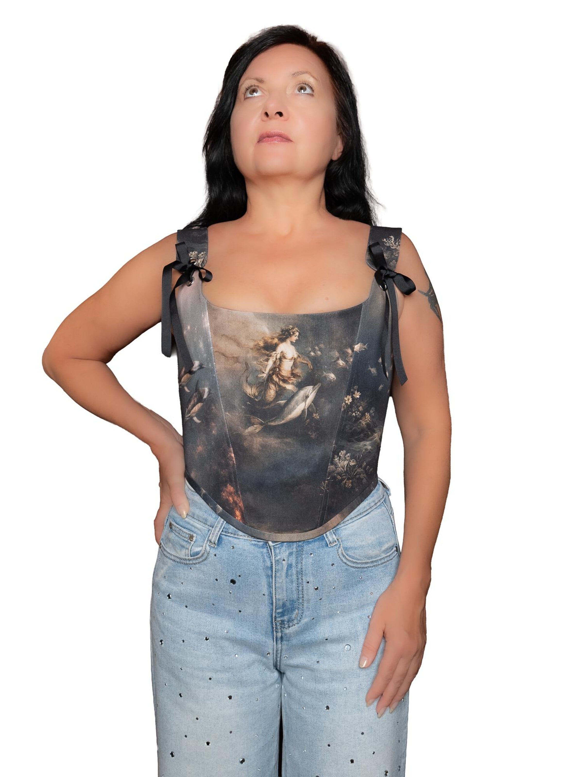 VIADALINNO Corsage 'Ocean Muse' in Black