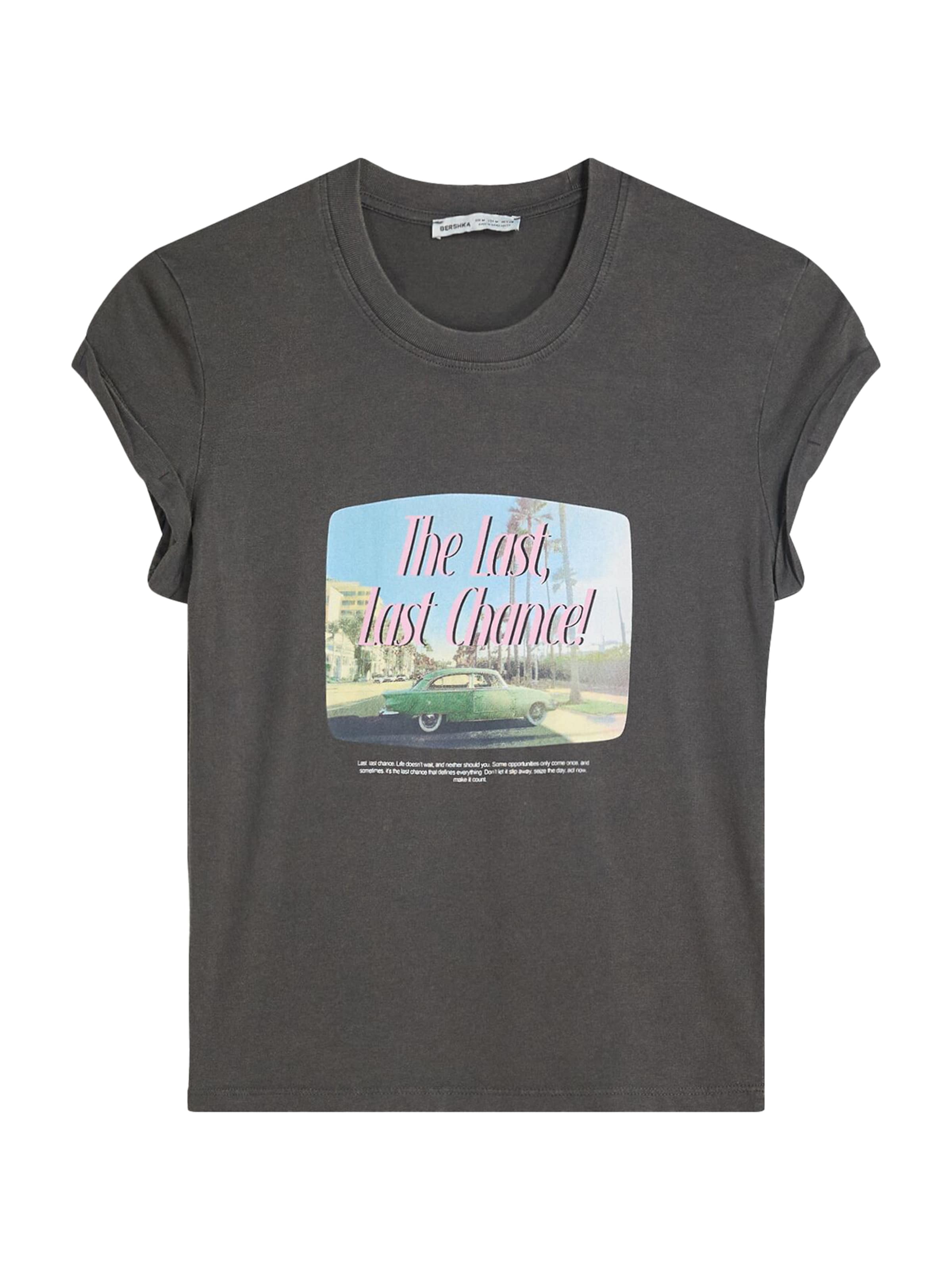 Bershka T-Shirt in himmelblau / grün / rosa / schwarz, Produktansicht