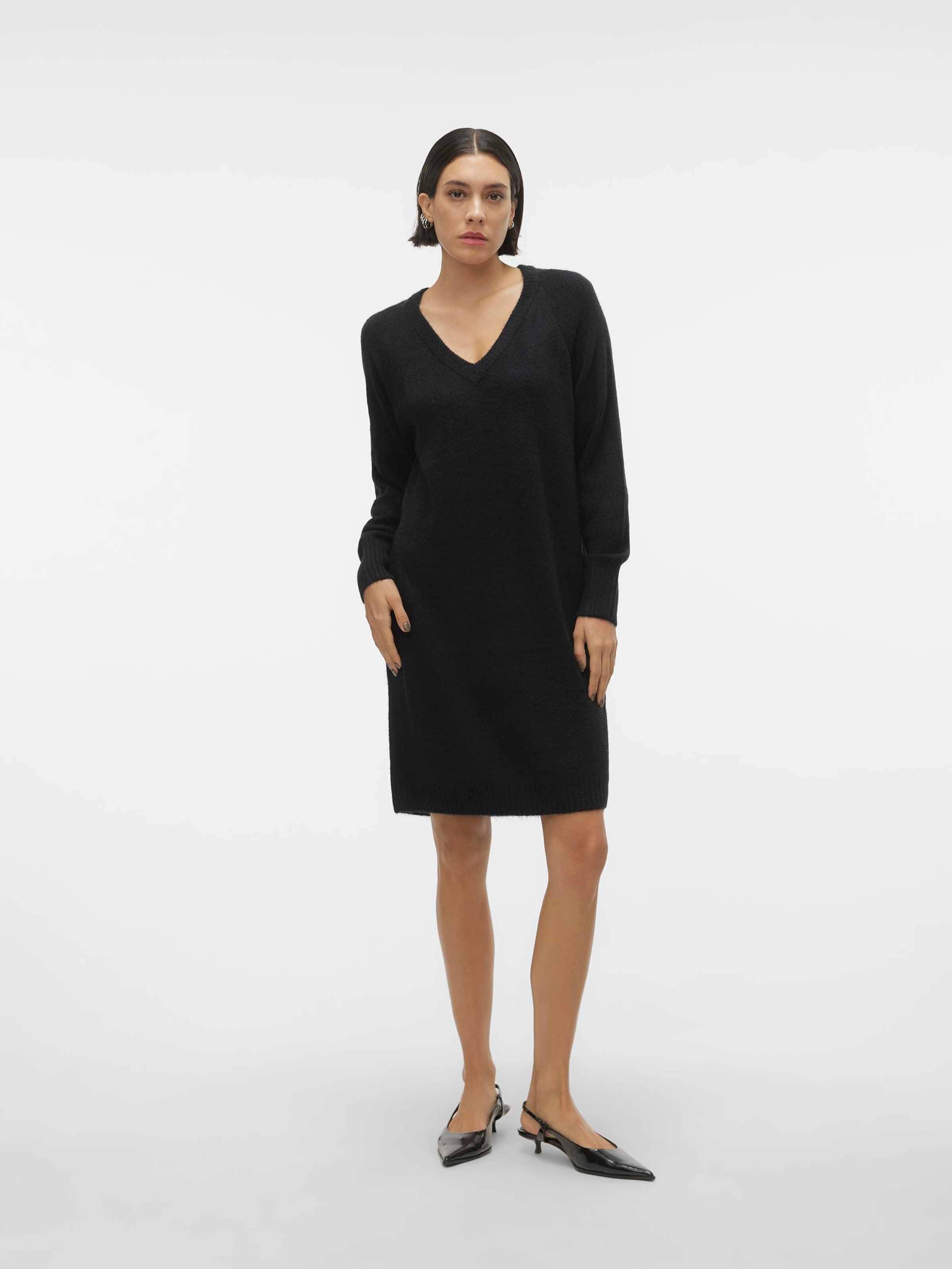 Buy VERO MODA Black Womens V Neck Solid Bodycon Dress | Shoppers Stop