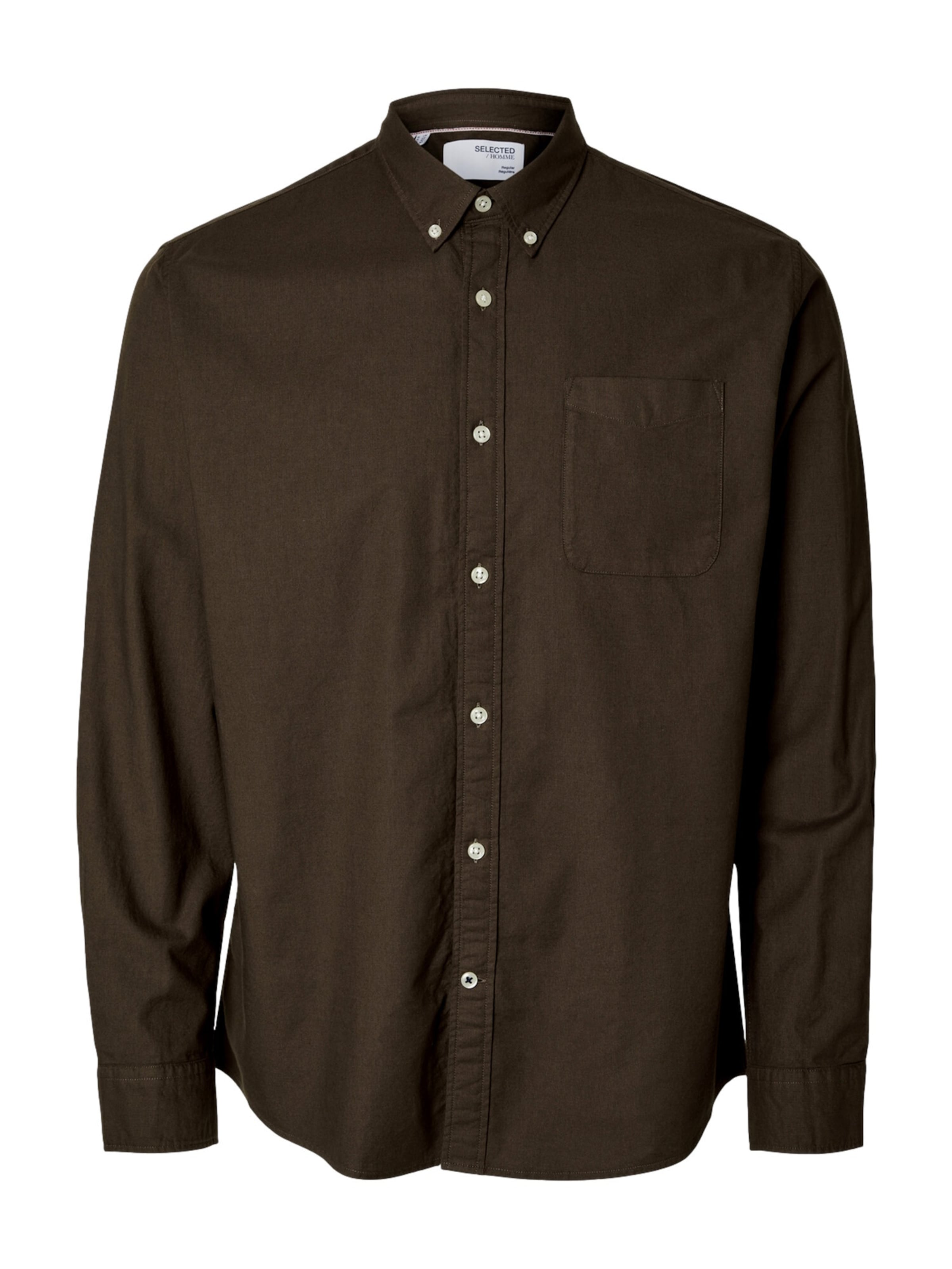 SELECTED Regular fit Overhemd 'SLHMAT' in Bruin: voorkant