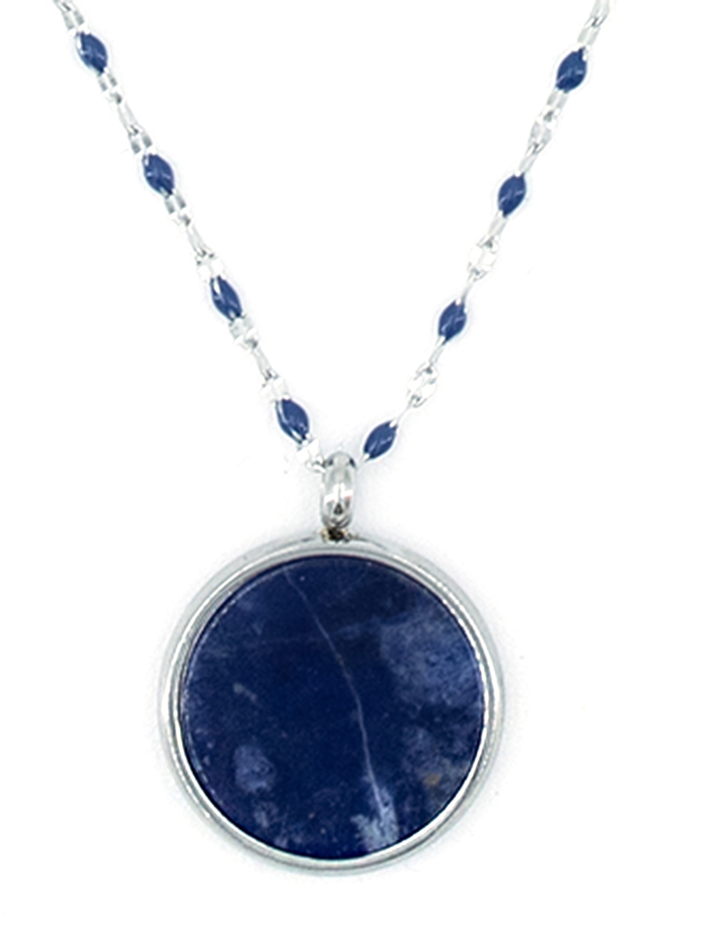 Sergio Engel Kette 'Beach Kette 03 Farbig akzentuierte Edelstahlkette mit Natursteinanhänger'‌‌‌ in Blau