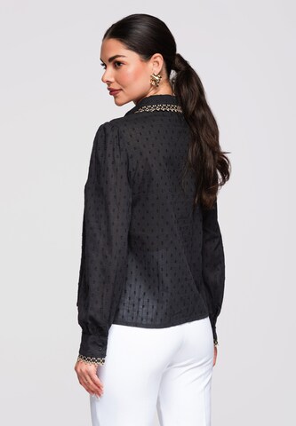 Ombre Blouse 'Dobby' in Zwart
