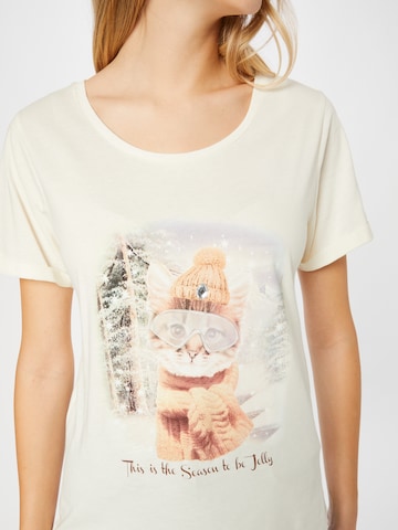 Cream T-Shirt 'Carla ' in Beige