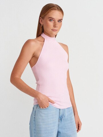 Dilvin Gebreide top in Roze: voorkant