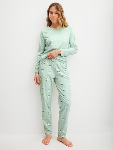 CALIDA Pyjamabroek 'Favourites Cats' in Groen