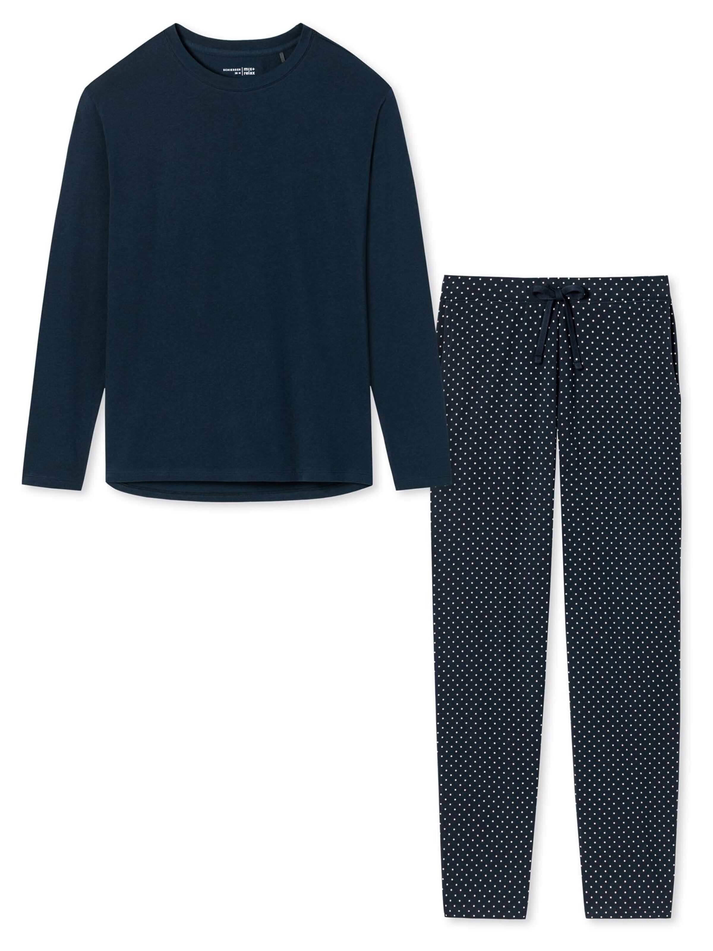 SCHIESSER Pyjama 'Cotton' in Blauw: voorkant