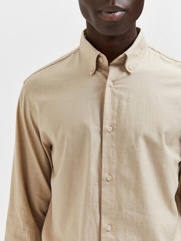 SELECTED HOMME Slim Fit Hemd 'Theo' in Beige