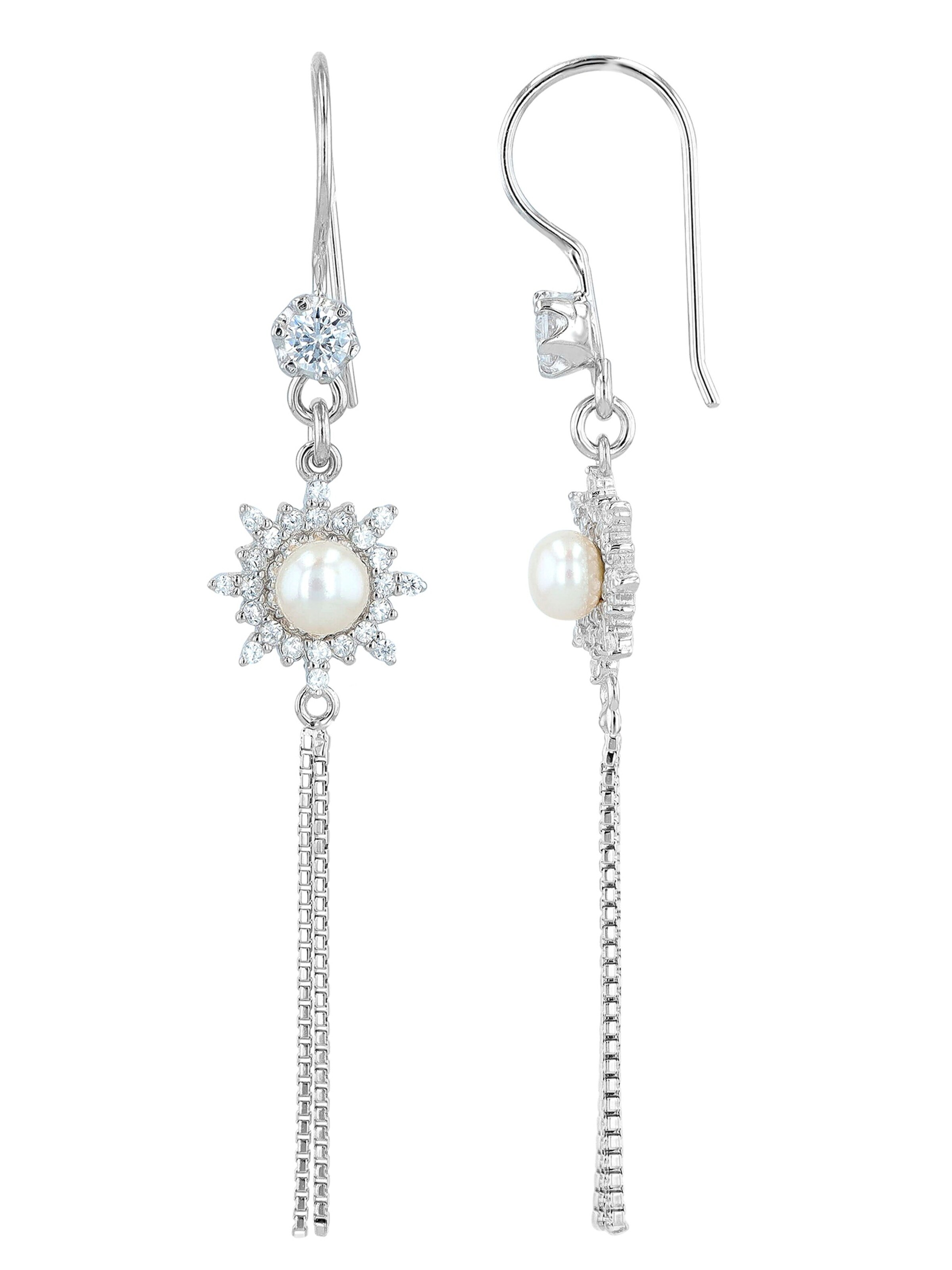 Akzent Earrings '"Iwa" aus 925 Sterlingsilber, rhodiniert, langlebig' in Silver