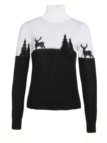 BELLEMERE NEW YORK Sweater 'Women's Merino 'Deer & Tree' Slim Fit Sweater' in Black