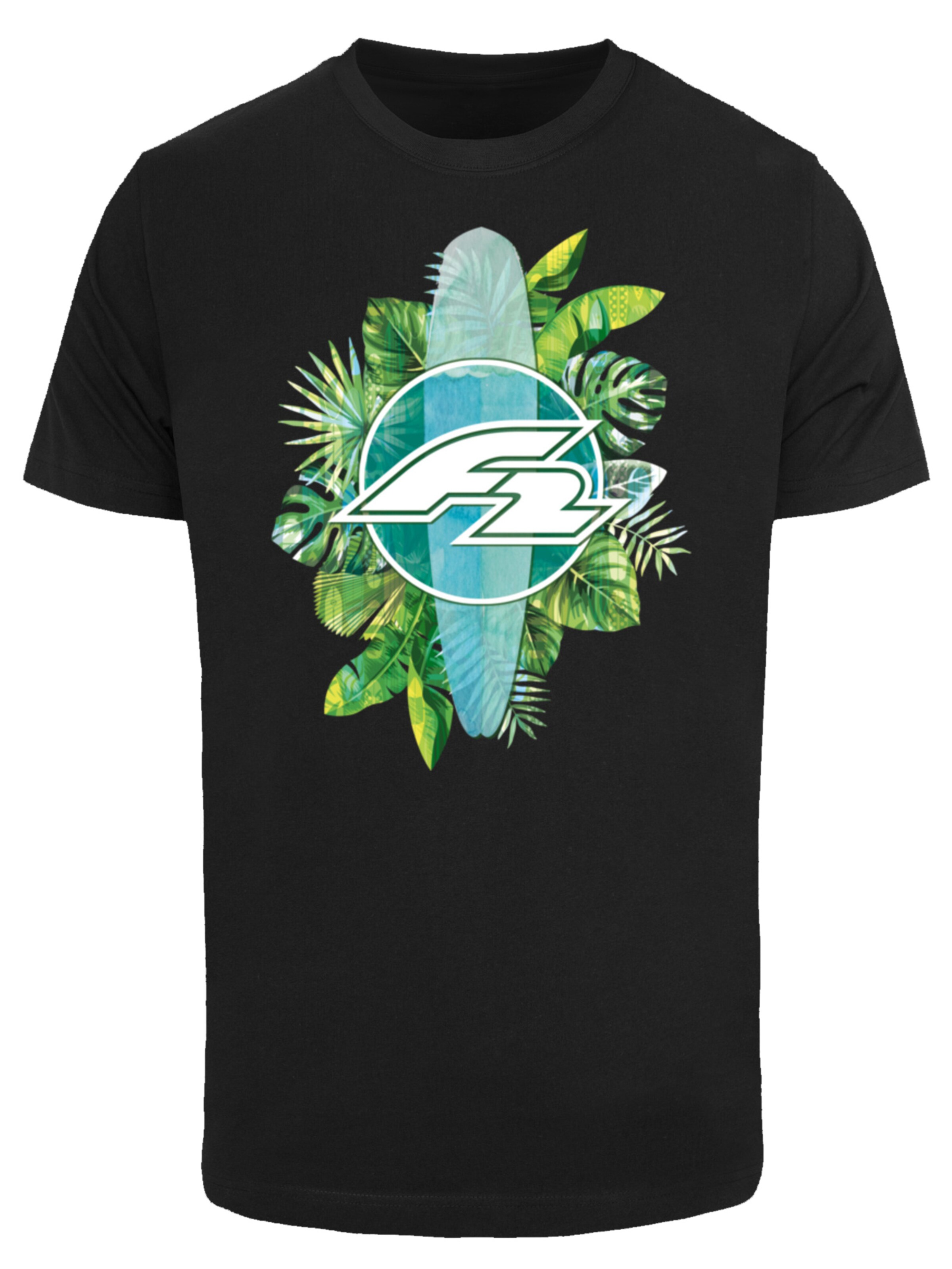F2 Shirt 'Tropical Surfboards Sommer' in Black: front