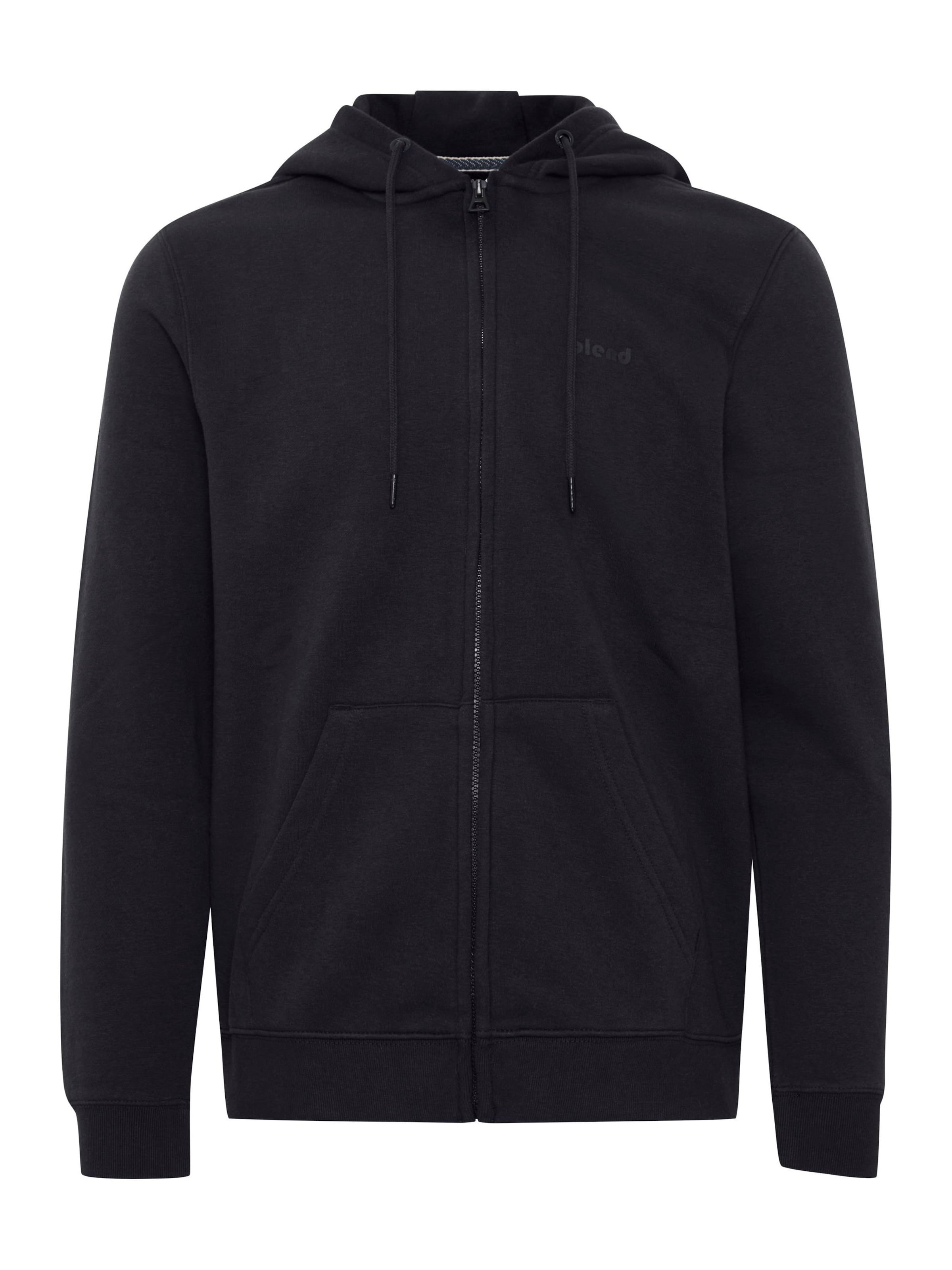 BLEND Sweat jacket 'Downton' in Black: front