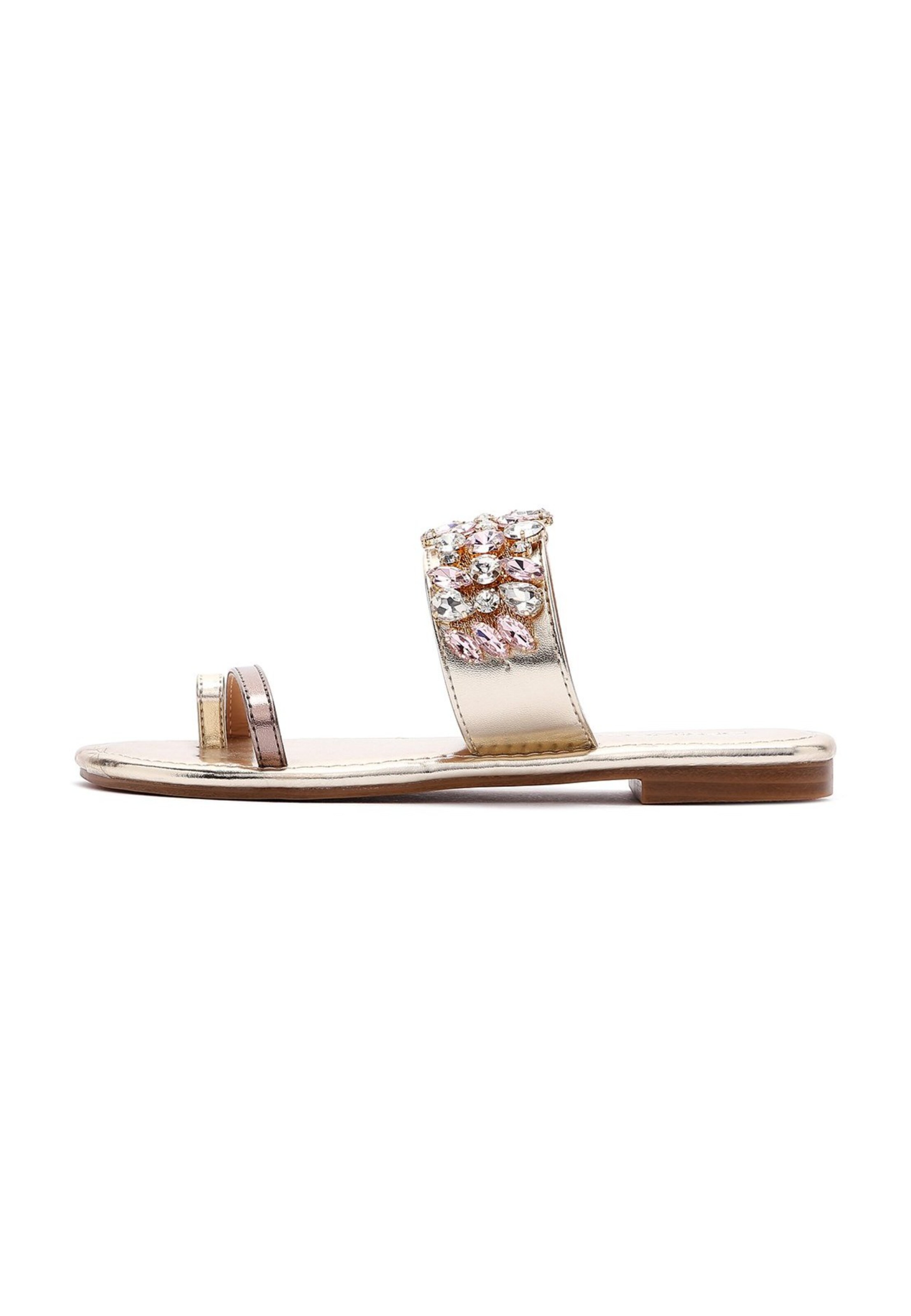 Derimod Mules in Gold: front