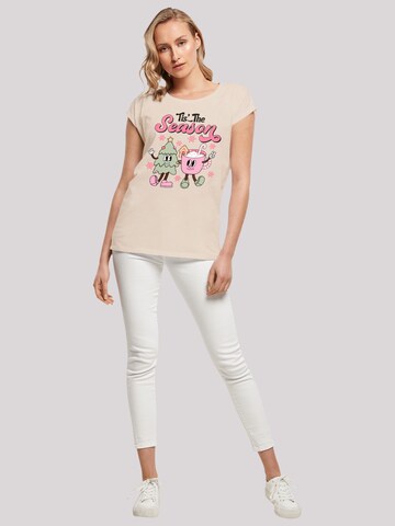 F4NT4STIC Shirt 'Tis The Season Christmas Tree Cocoa' in Beige