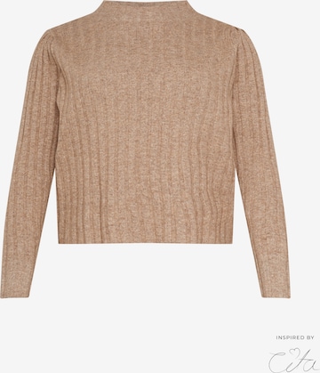 Guido Maria Kretschmer Curvy Collection Sweater 'Tia' in Beige: front