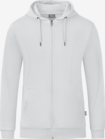 JAKO Athletic Zip-Up Hoodie in White: front