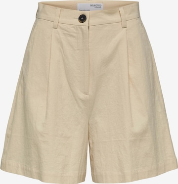 Flared Pantaloni con pieghe di Selected Femme Tall in beige: frontale