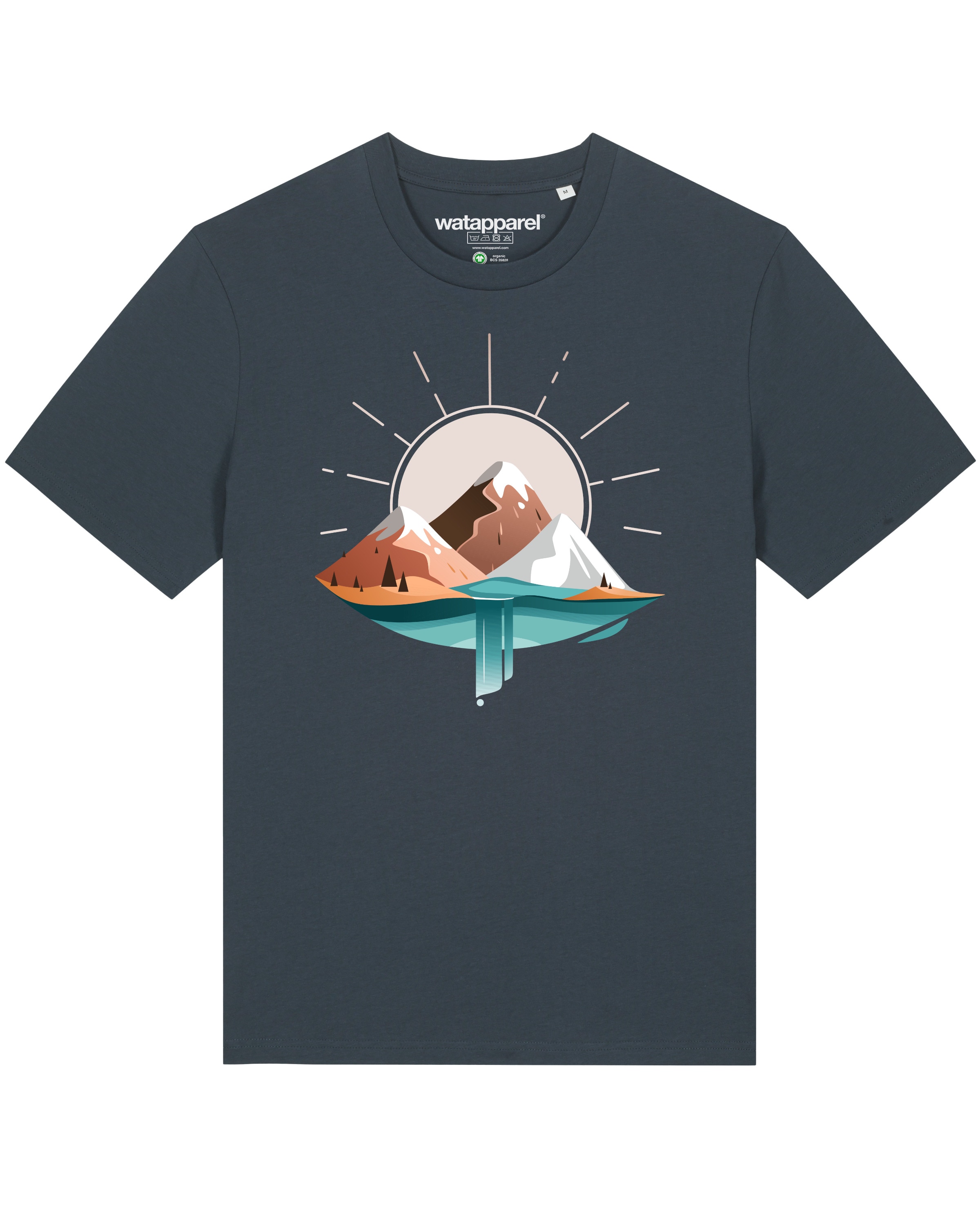 Watapparel T-Shirt ' Sunrise & Lake ' in Grau: Vorderseite