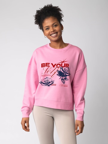 Felpa 'Be yourself ' di Watapparel in rosa: frontale