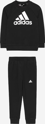 ADIDAS SPORTSWEAR - Fato de treino 'Essentials Logo French Terry' em preto: frente