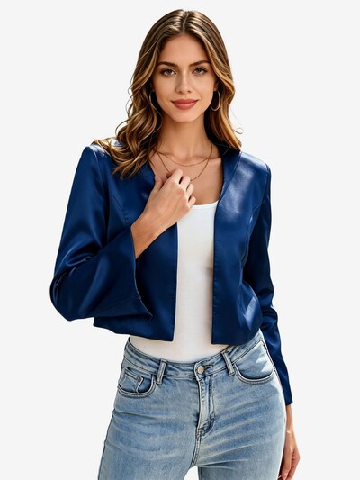 KoJooin Blazer 'Satin-Cardigan für Damen, lange ärmel,vorne offen, kurz geschnitten,Bolero-Schulterjacke fürs Büro' in 36 in Navy, Item view