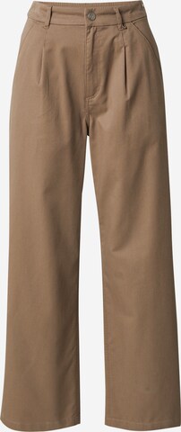 CONVERSE Wide leg Pleat-Front Pants in Brown: front