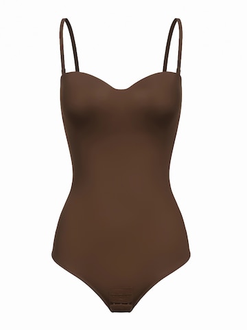 cfab - Body moldeador 'Push-Up integrierter Bodysuit mit String' en marrón: frente