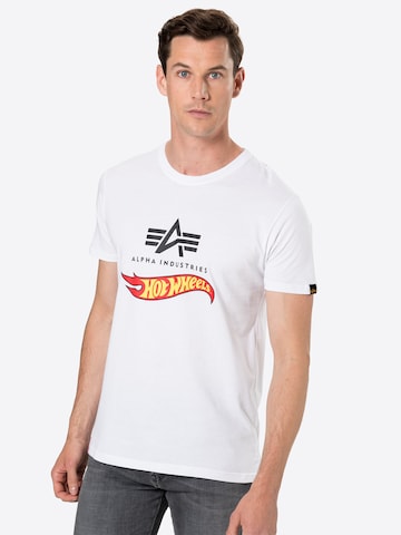 Tricou 'Hot Wheels' de la ALPHA INDUSTRIES pe alb: față