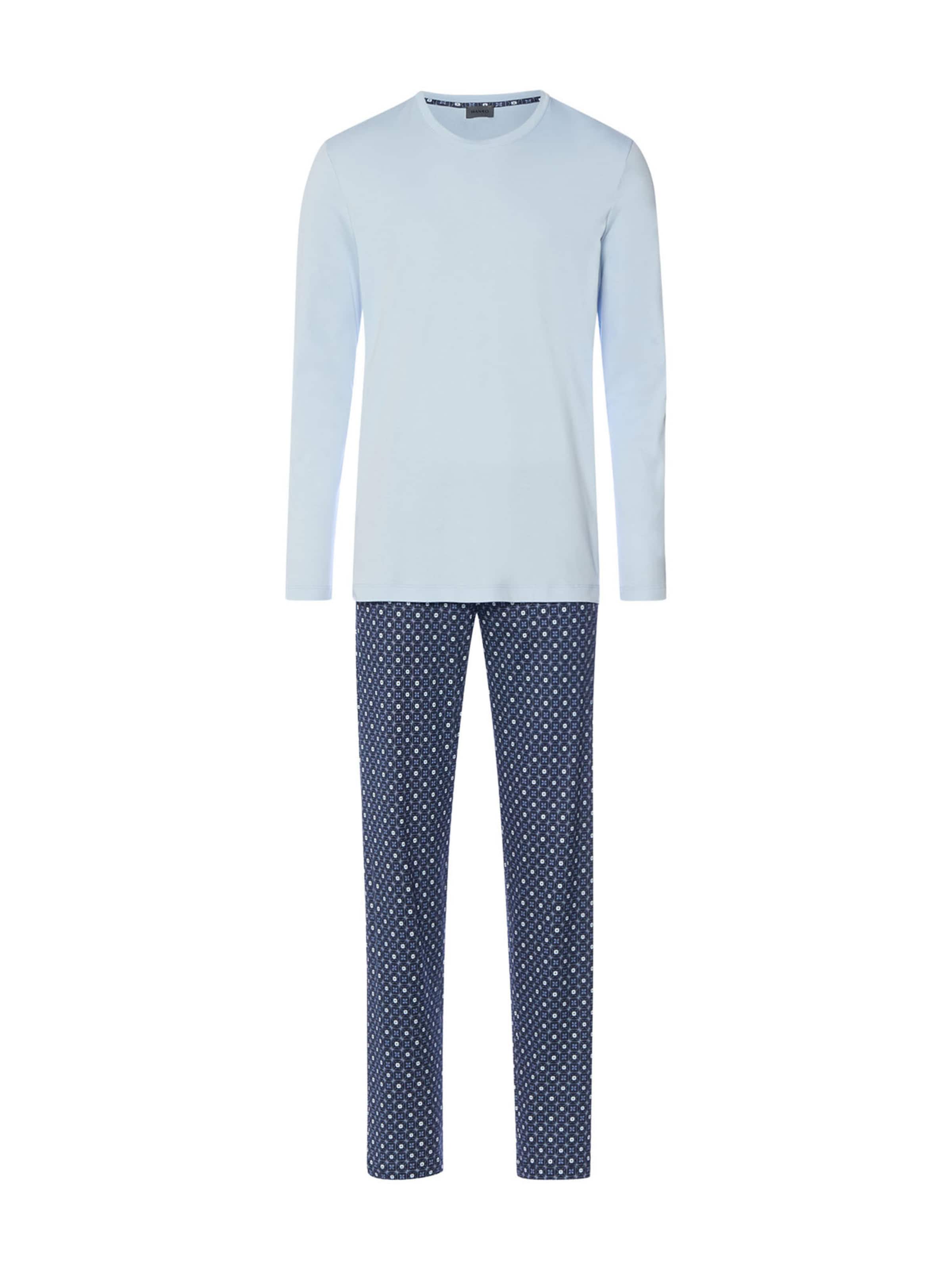 Hanro Long Pajamas ' Night & Day ' in Blue: front