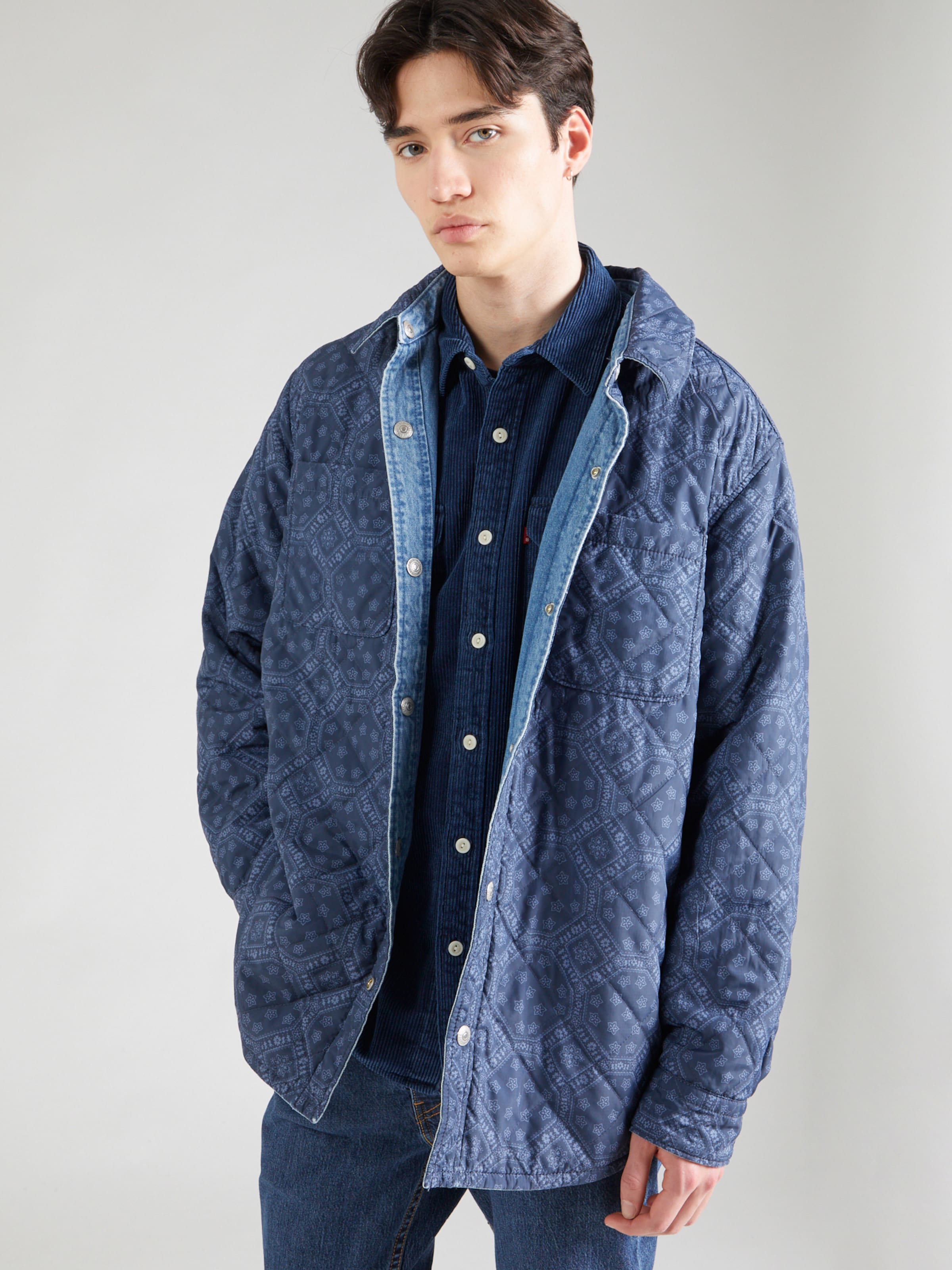 Between season jacket Bryant Padded Reversible Overshirt marine blue Dusty blue Blue denim XS