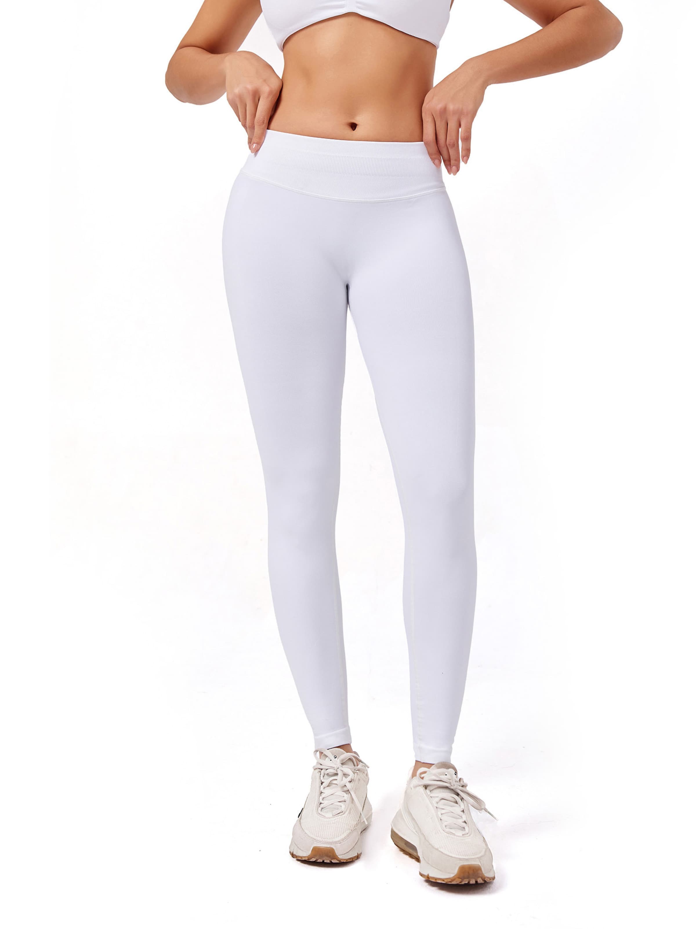 Coupe slim Leggings 'FLEX' YEAZ en blanc : devant
