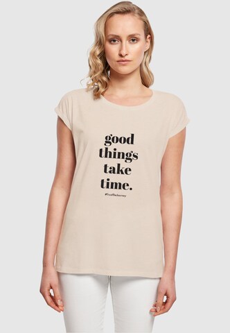 Merchcode Shirt 'Good Things Take Time' in Beige: front