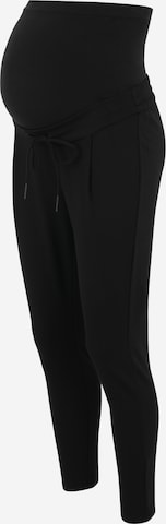 Vero Moda Maternity Slimfit Kalhoty se sklady v pase 'MEVA' – černá: přední strana