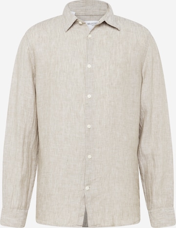 SELECTED HOMME Button Up Shirt 'KYLIAN' in Grey: front