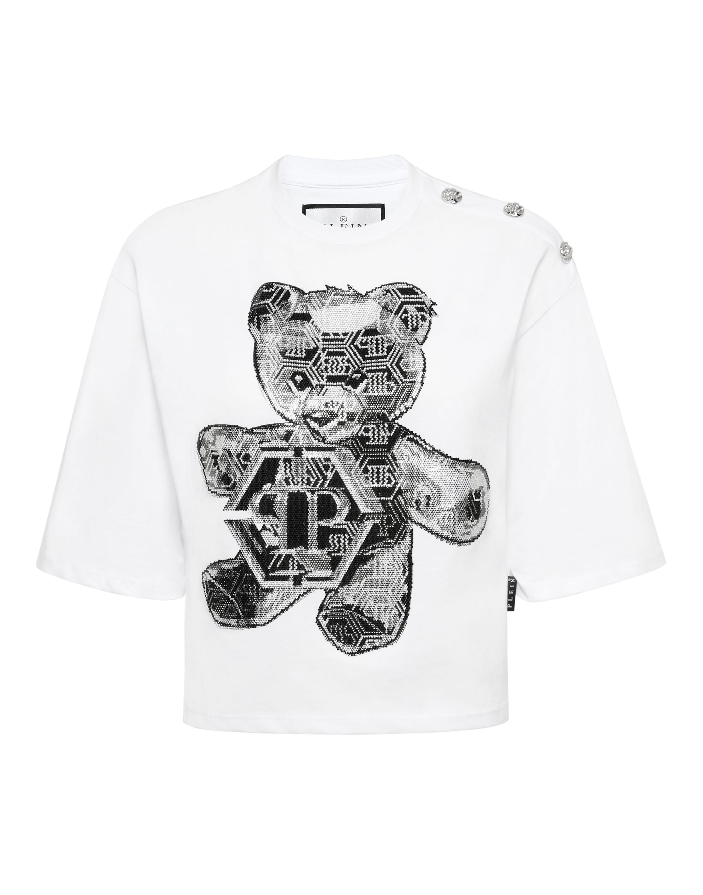 Philipp Plein Camisa 'Teddy' em acinzentado / branco, Vista do artigo