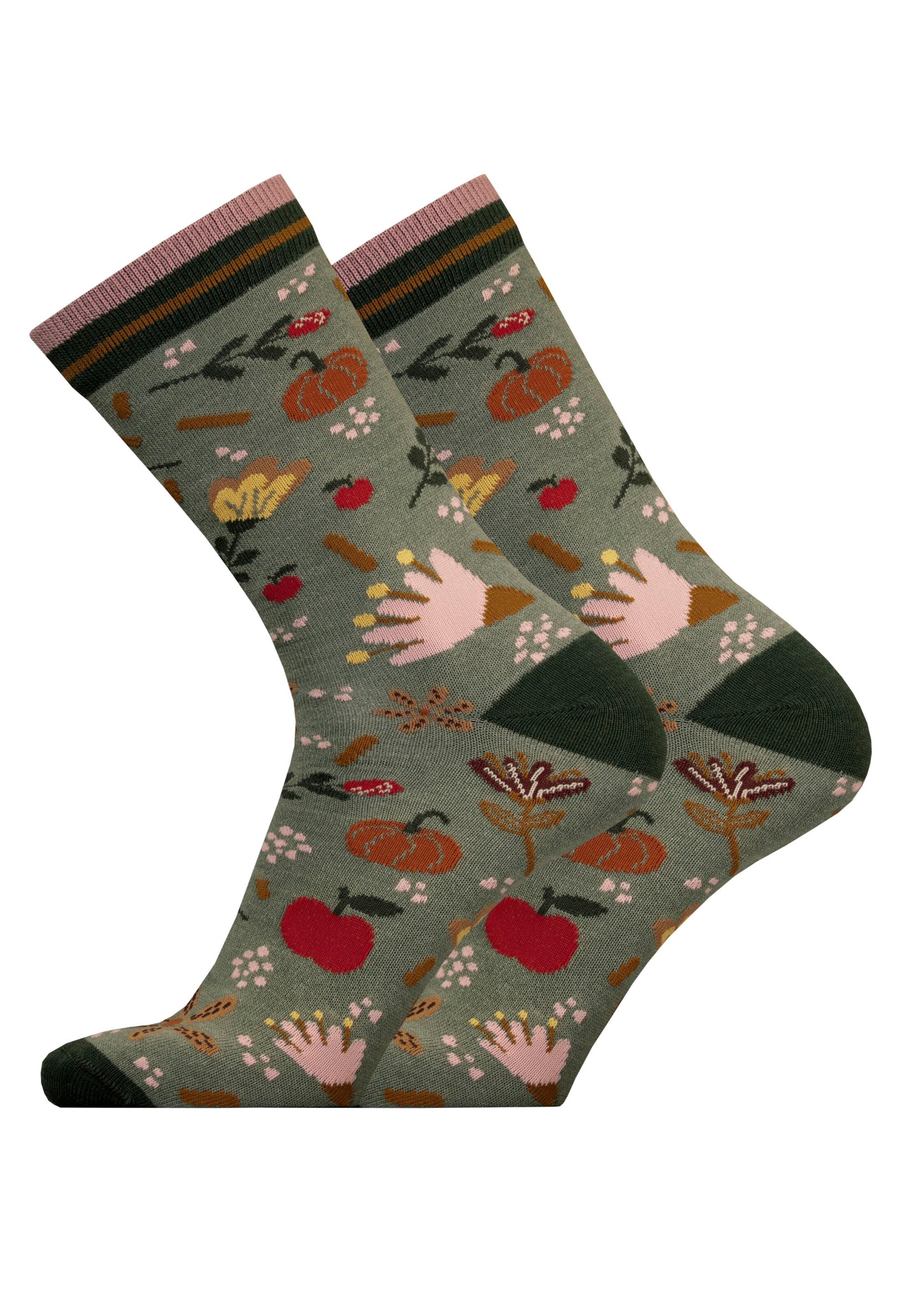 UphillSport Socks 'AUTUMN GARDEN' in Green: front