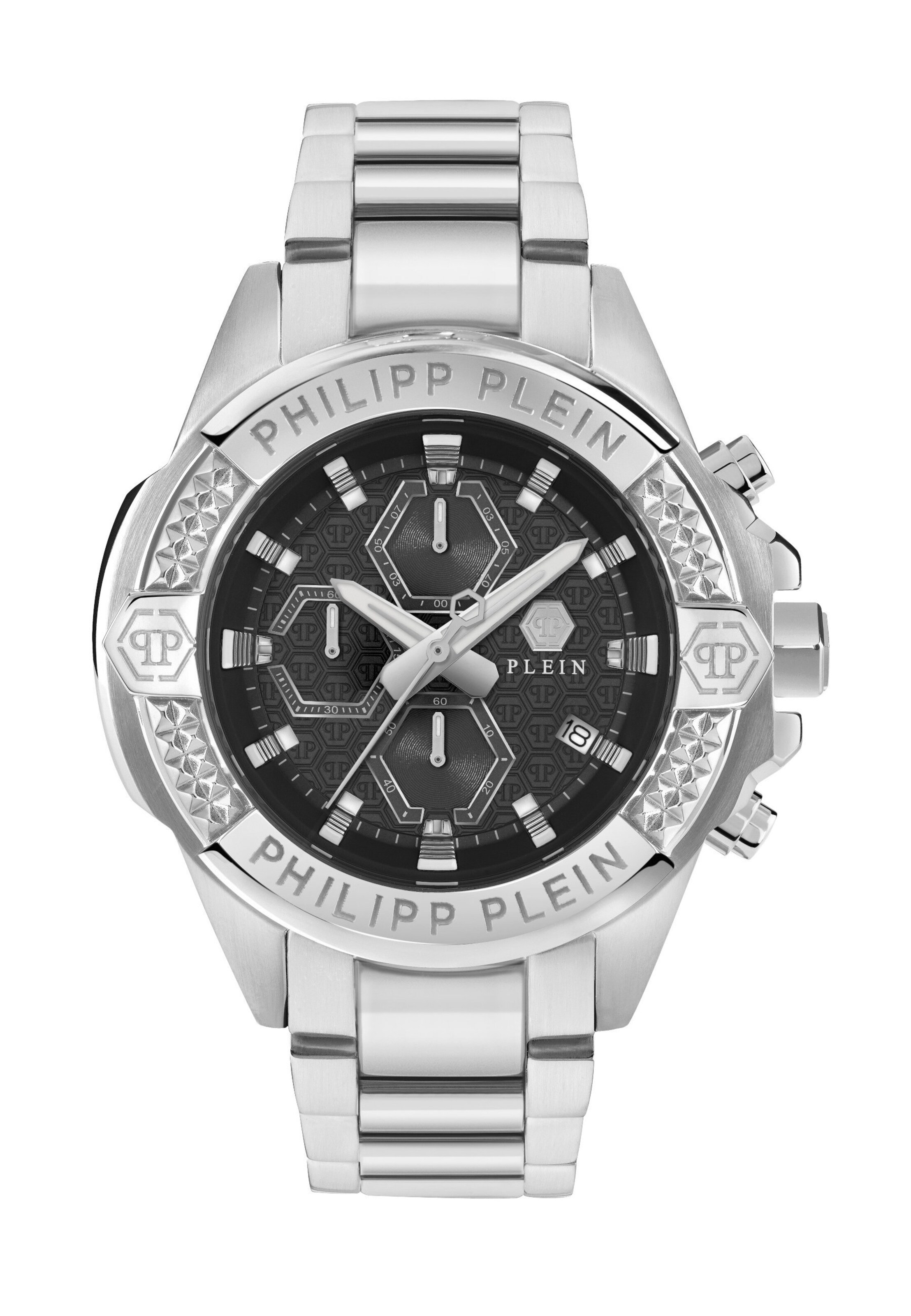 Montre à affichage analogique 'The $kull Chrono' Philipp Plein Watches en argent : devant