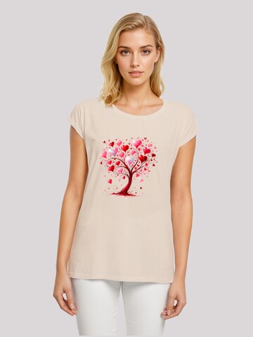 F4NT4STIC Shirt 'Herz Baum Aquarell Druck' in Beige: voorkant