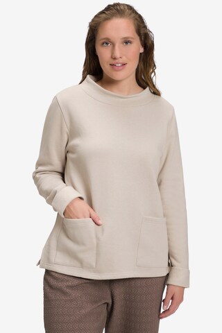 Sweat-shirt Ulla Popken en beige : devant