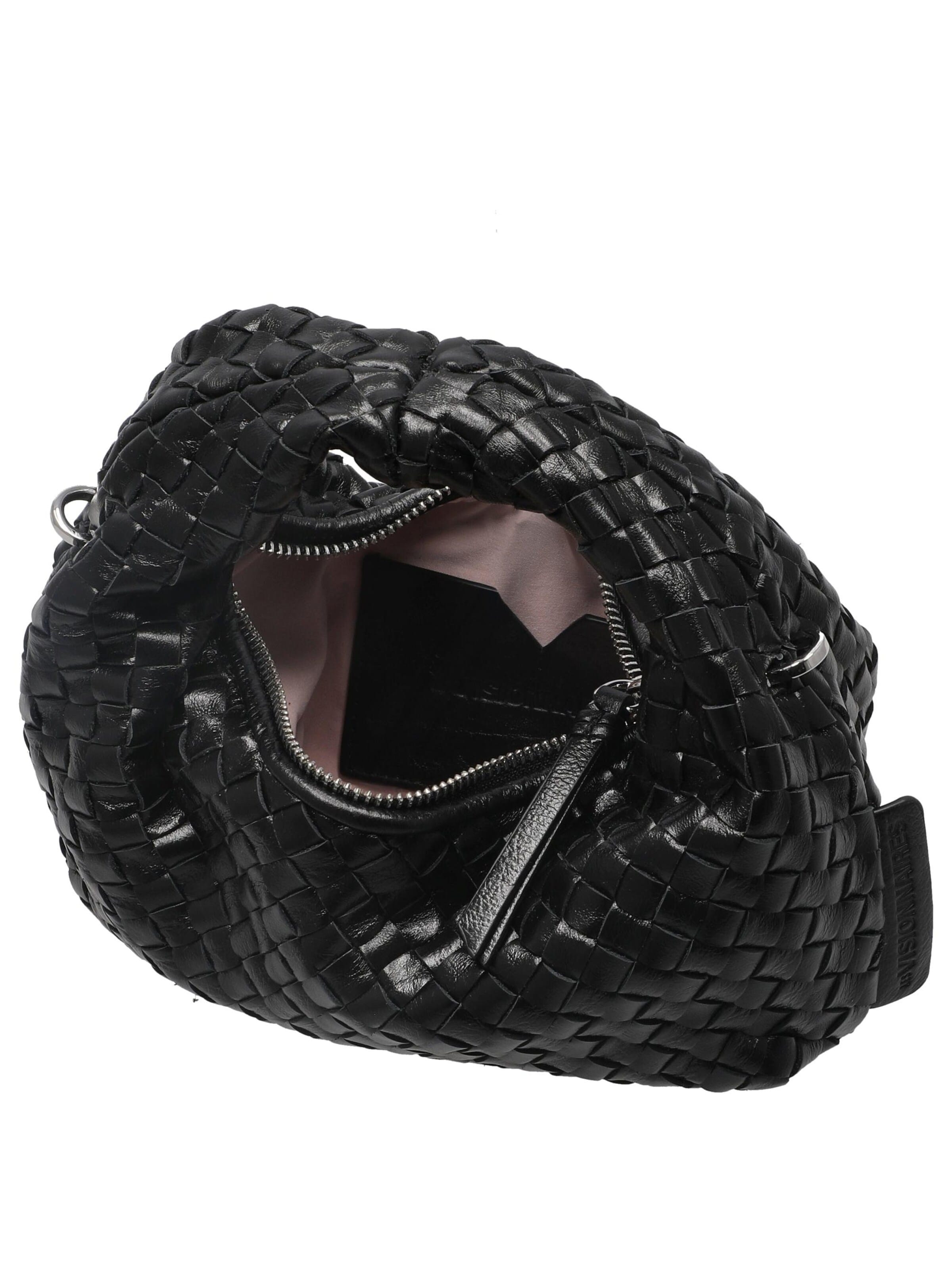 Les Visionnaires Handbag 'Greta Micro Weave Glossy' in Black