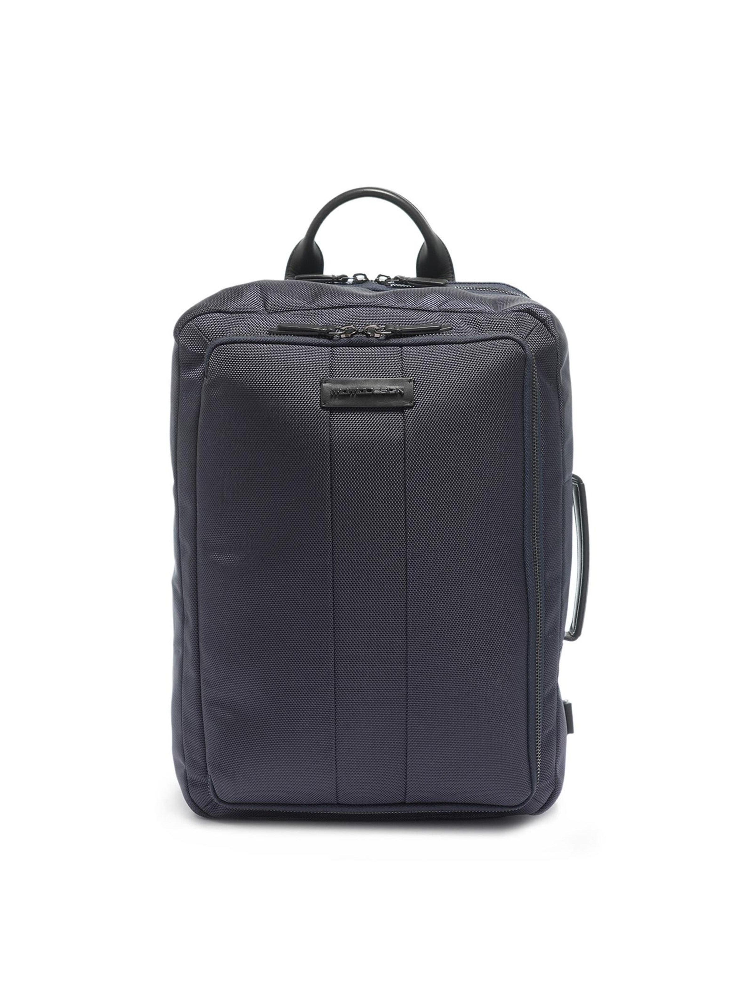 Zaino 'Zaino Uomo Momo Design Ecopelle con Zip e Manico Nylon 28x45x20cm' di Momo Design in blu: frontale