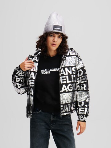 KARL LAGERFELD JEANS Přechodná bunda – stříbrná: přední strana
