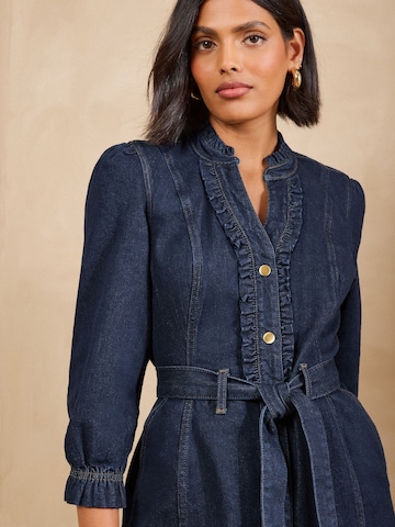 Robe-chemise love & roses en bleu